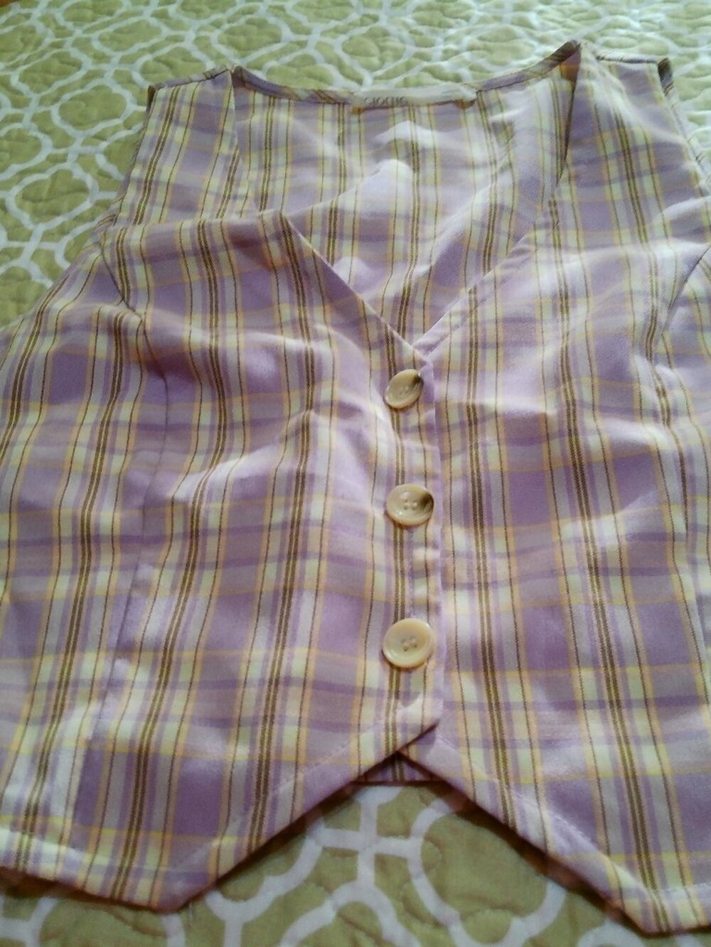 Elodie Purple Plaid Button Front Sleeveless Vest Top Women’s Size MED